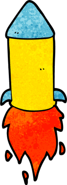 bir insan tarafından çizilmiş çizgi film roketi