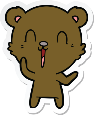 Bir insan tarafından çizilmiş mutlu çizgi film ayısının çıkartması.