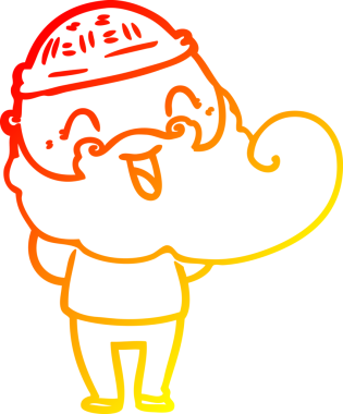 Bir insan tarafından çizilmiş mutlu sakallı bir adamın sıcak çizgisi.