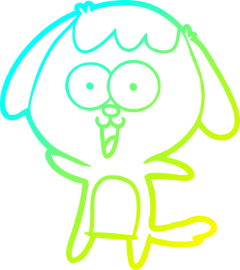 Bir insan tarafından çizilmiş şirin bir çizgi köpeğin soğuk gradyan çizgisi.