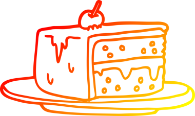 Bir insan tarafından çizilmiş bir pasta diliminin sıcak çizgi çizimi