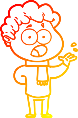 Bir insan tarafından şaşırtılarak çizilen çizgi film karakterinin sıcak çizgi çizimi.