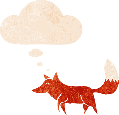 Düşünce baloncuğu ve grunge ile çizgi film kurdu bir insan tarafından çizilmiş tedirgin retro tarzı