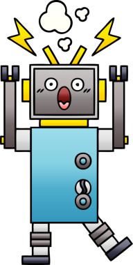 Arızalı bir robotun insan tarafından çizilmiş gölgeli karikatürü