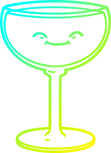 Bir insan tarafından çizilmiş bir bardak şarabın soğuk gradyan çizgisi.