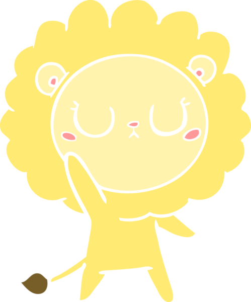 Bir insan tarafından çizilmiş düz renkli çizgi film aslanı