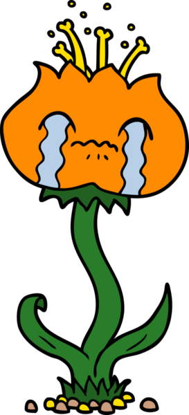 Bir insan tarafından çizilmiş ağlayan çiçek.