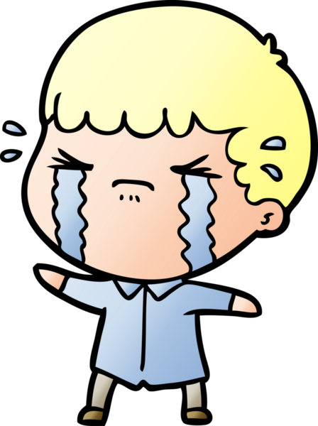 Bir insan tarafından çizilmiş ağlayan çizgi film adamı.