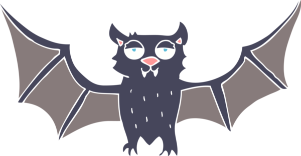 Bir insan tarafından çizilen cadılar bayramı yarasasının düz renk çizimi