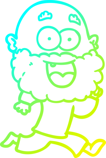 Çizgi film karakteri çizen, sakallı, çılgın, mutlu adam bir insan tarafından çizilmiş.