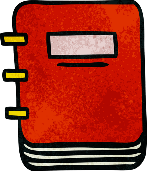 Bir insan tarafından çizilmiş not defterinin retro grunge desenli karikatürü.
