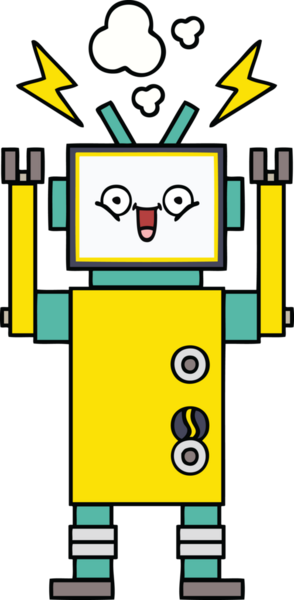 Bir insan tarafından çizilmiş mutlu bir robot çizimi.