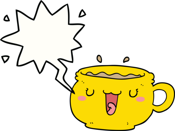 Bir insan tarafından çizilmiş tatlı bir çizgi film kahve fincanı.