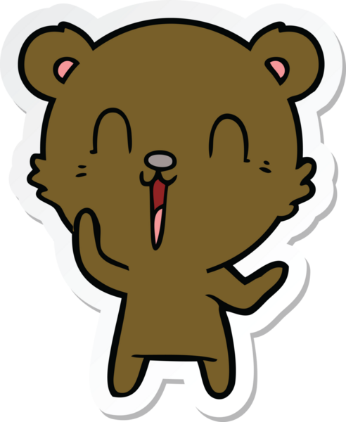 Bir insan tarafından çizilmiş mutlu çizgi film ayısının çıkartması.