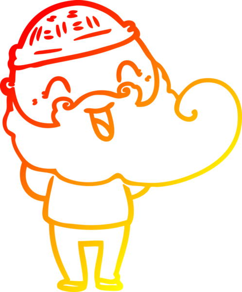 Bir insan tarafından çizilmiş mutlu sakallı bir adamın sıcak çizgisi.