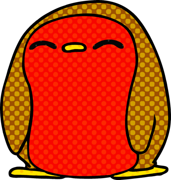 El yazısıyla çizilmiş şirin kawaii kırmızı robin bir insan tarafından çizilmiş.