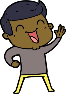 Bir insan tarafından çizilmiş gülen çizgi film adamı.