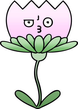 Bir insan tarafından çizilmiş rengarenk bir çiçek karikatürü.