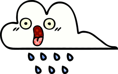 Bir insan tarafından çizilmiş bir yağmur bulutu çizgi filmi.