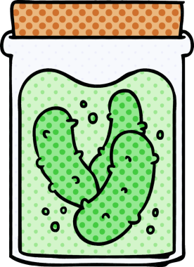 Bir insan tarafından çizilmiş turşu turşusu kavanozu.