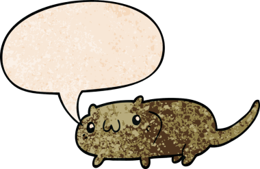 Konuşma baloncuğu olan çizgi film kedisi insan tarafından çizilmiş eski moda dokular.