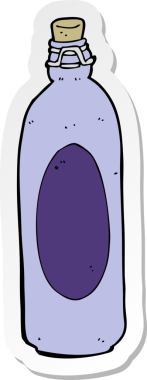 Bir insan tarafından çizilmiş geleneksel bir şişe karikatürü çıkartması.