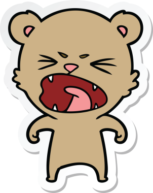 Bir insan tarafından çizilmiş kızgın bir çizgi film ayısının çıkartması.