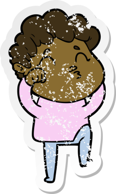 Bir insan tarafından çizilmiş karikatür adamın sıkıntılı çıkartması.