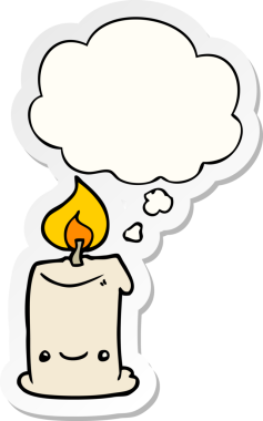 Düşünce baloncuklu çizgi film mumu insan tarafından çizilmiş bir çıkartma gibi.