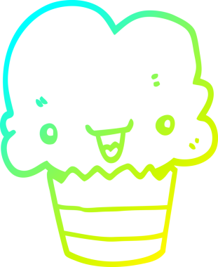 Bir insan tarafından çizilmiş soğuk gradyan bir çizgi film keki çizimi