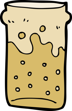 Bir insan tarafından çizilmiş yarım litre bira.