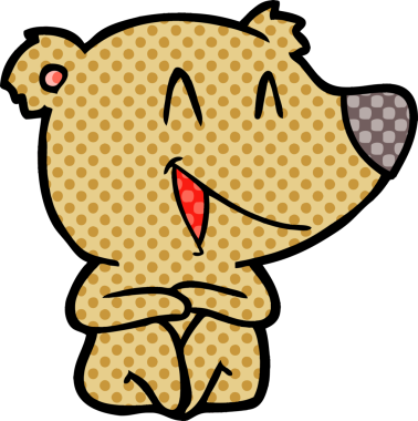 Bir insan tarafından çizilmiş gülen ayı çizgi filmi.