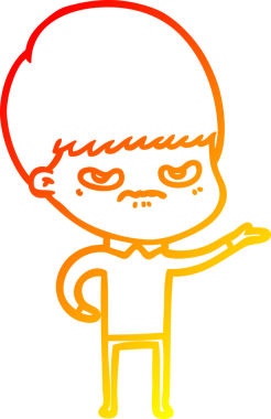 Bir insan tarafından çizilmiş kızgın bir çocuğun sıcak çizgi çizimi.