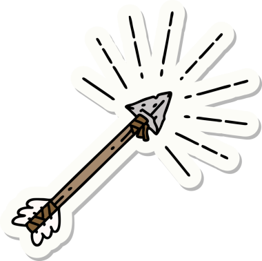 Dövme stili eski çakmaktaşı uçlu ok bir insan tarafından çizilmiş.