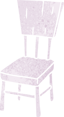 Bir insan tarafından çizilmiş ahşap bir sandalyenin eski çizgi film karalaması.