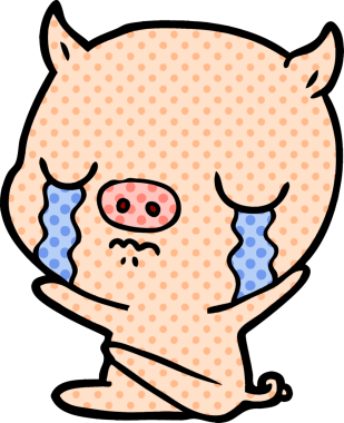 Bir insan tarafından çizilmiş ağlayan bir domuz.