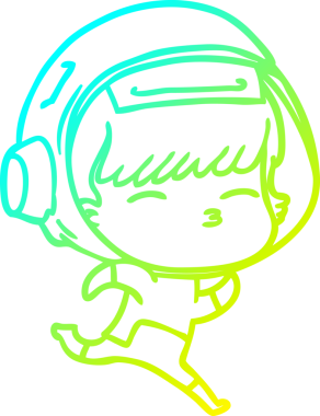 Bir insan tarafından çizilmiş soğuk gradyan çizgi çizimi koşu astronotu