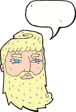 Bir insan tarafından çizilmiş konuşma balonu olan sakallı bir adam.