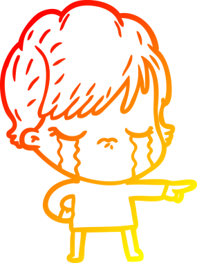 Bir insan tarafından çizilmiş, ağlayan bir çizgi kadın çizimi.