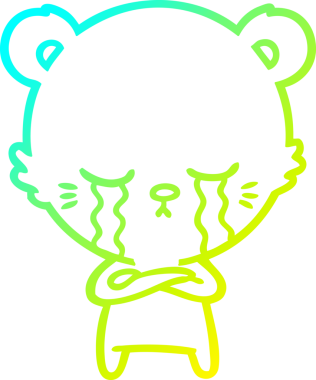 Bir insan tarafından çizilmiş ağlayan çizgi film ayısının soğuk gradyan çizgisi.