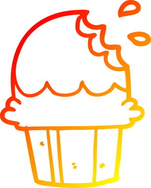 Bir insanın çizdiği çikolatalı kekin sıcak gradyan çizgisi.