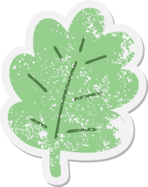 Bir insan tarafından çizilmiş basit bir çizgi film yaprak grunge çıkartması