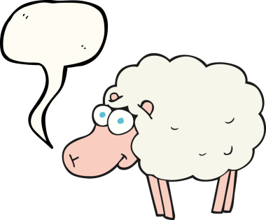 Bir insan tarafından çizilmiş komik serbest konuşma balonu karikatürü koyunu