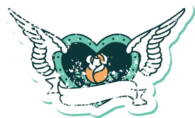 Bir insan tarafından çizilmiş çiçek ve pankartıyla uçan bir kalbin sembolik dövmeli resmi.