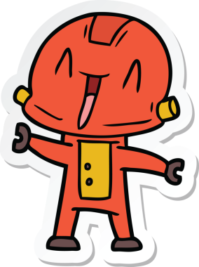 Bir insan tarafından çizilmiş robot karikatür çıkartması.