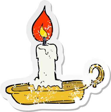 Bir insan tarafından çizilmiş eski bir şamdanın gerilmiş çıkartması.