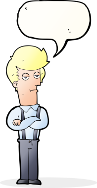 Bir insan tarafından çizilmiş konuşma balonuyla sıkılmış bir adam.