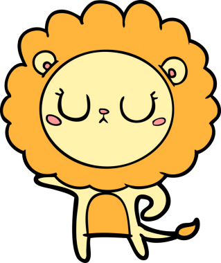 Bir insan tarafından çizilmiş çizgi film aslanı.