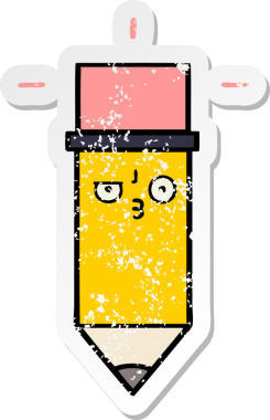 Bir insan tarafından çizilmiş şirin bir karikatür kaleminin sıkıntılı çıkartması.