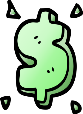 Bir insan tarafından çizilmiş karalama dolar işareti.